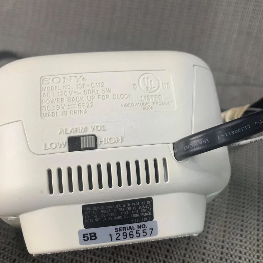 Sony White and Black Alarm Clock Radio
